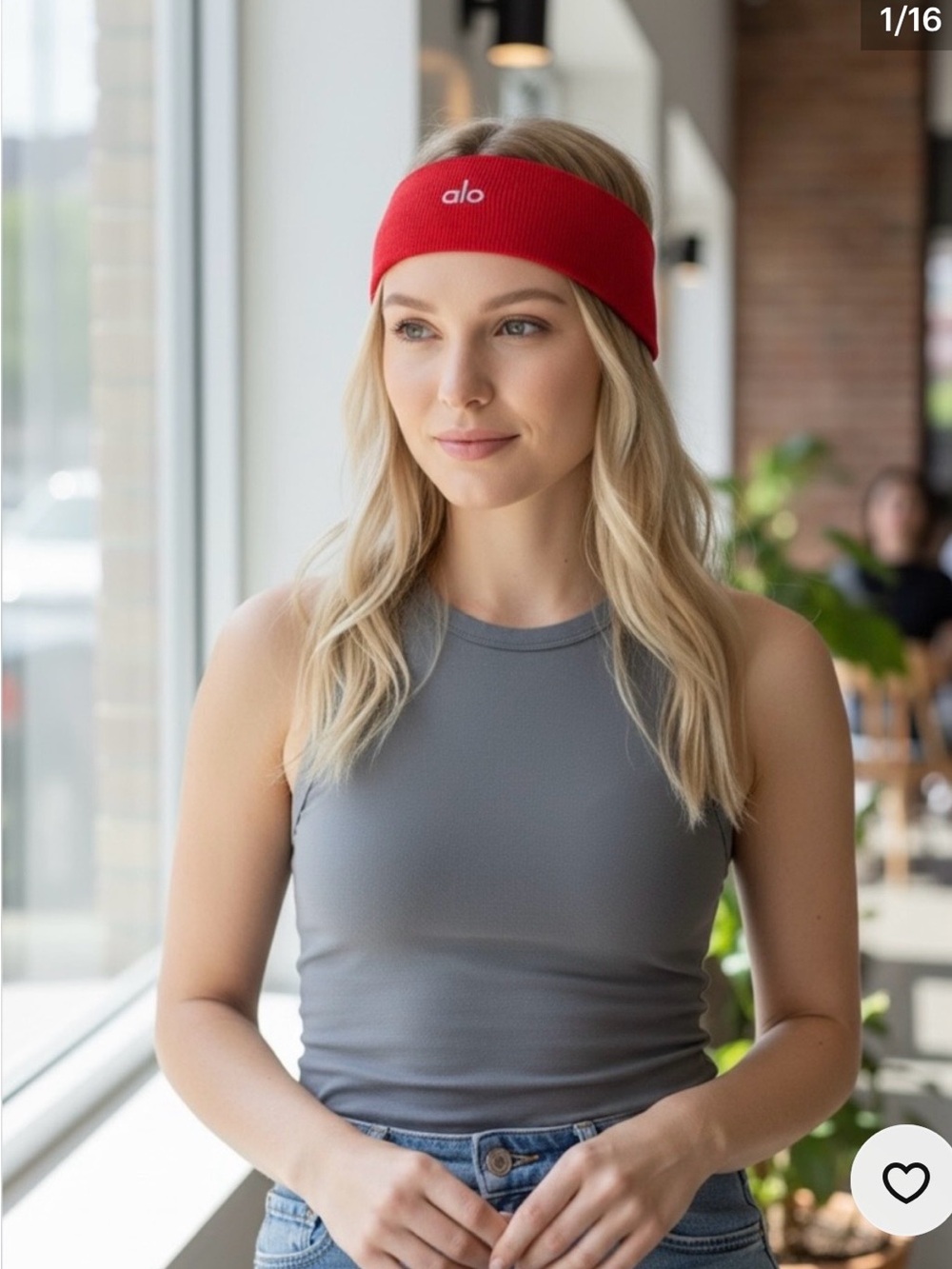 Alo Red Ribbed Headband - Sporty Women's Accessory